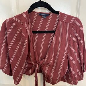 American Eagle Tie Up Striped BoHo Crop Top